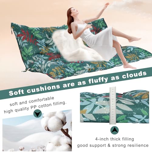 HIYEN Porch Swing Cushions 3 Seater Replacement, Waterproof Bench Cushions for Outdoor Furniture with Backrest, 4