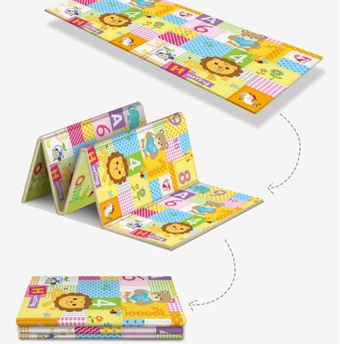 Kids Rug 5 Layers Foldable Baby Rug High Quality Foam Waterproof Non-Slip Reversible Rug Suitable for Kids Boys Girls (multicolor-shapes) (200cm*180cm)