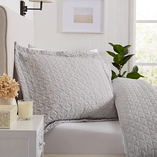 Great Bay Home 3-Piece Full/Queen Reversible Lightweight Grey Quilt Comforter With 2 Shams | All-Season Modern Bedspreads | Grey Coverlet Sets | Emeline Quilts Collection #TOP1