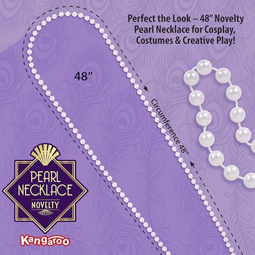 Kangaroo Vintage 48" Flapper Pearl Necklace for Women (White, 1 Pack) - 1920s Costume Jewelry Accessory for Girls - Great Gatsby Accessories for women - Strand Pearls Long Necklace4
