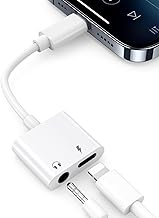 iPhone Earphone Converter Adapter 2 in 1 Lightning to 3.5mm Headphone Jack - Play Music While Charging, 16bit/48KHz Hi-Fi Sound Quality, iPhone 14/13/12/11/XS MAX/XS/X/8/7/8plus(Compatible with iOS11