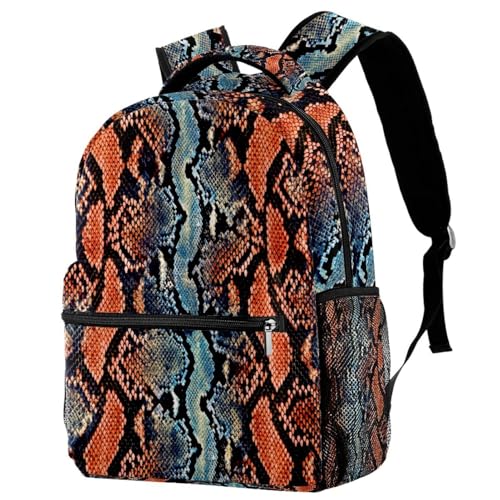Sac à dos d'école imprimé python multicolore de 29.4x20x40cm pour ados et voyage décontracté