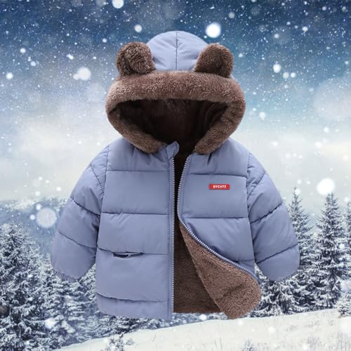 Girls Boys Fleece Coat Warm Puffer Hooded Jacket Cute Bear Ear Sherpa Lined Outerwear Winter Thicken Down Snow Coats4