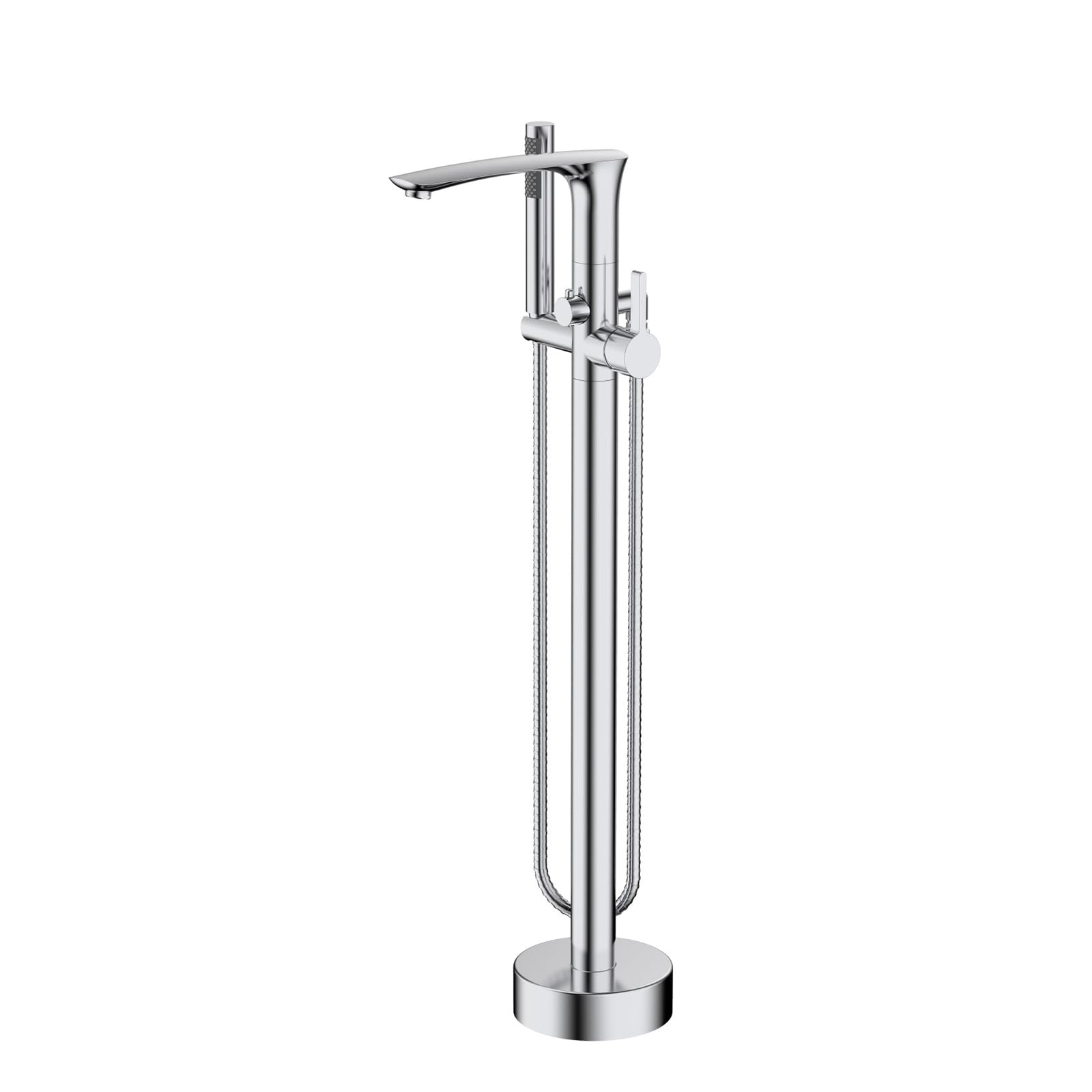 HADECOLL Freestanding Bath Mixer Taps Floor Mounted Bath Tap Single Handle Hot And Cold Brass Freestanding Bathtub Faucet For Bathtub, Chrome,Chrome