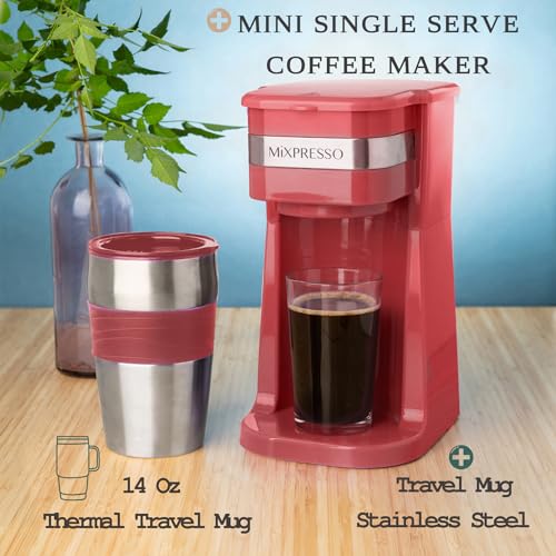Mixpresso-Personal-Single-Serve-Coffee-Maker-14oz-Travel-Mug-Drip-Small-Coffee-Maker-Tumbler-Auto-Shut-Off-Reusable-Filter-Red-Coffee-Maker-Compatible-with-Coffee-Grounds Mixpresso Personal Single Serve Coffee Maker 14oz Travel Mug Drip Small Coffee Maker Tumbler Auto Shut Off Reusable Filter Red Coffee Maker Compatible with Coffee Grounds