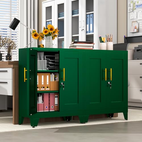 Image of pozdeg 35.43 inch Lockable Metal Storage Cabinet, Steel Office Locker, Green