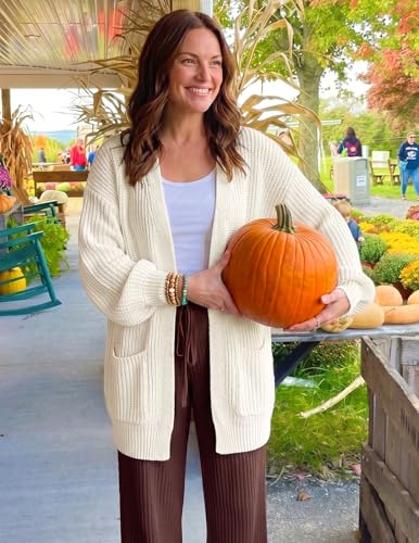 Image of MEROKEETY Long Sleeve Oversized Cardigan Sweaters for Women | Fall Winter Sweaters, Open Front, Chunky Knit, 2026 Casual Work Outerwear with Pockets