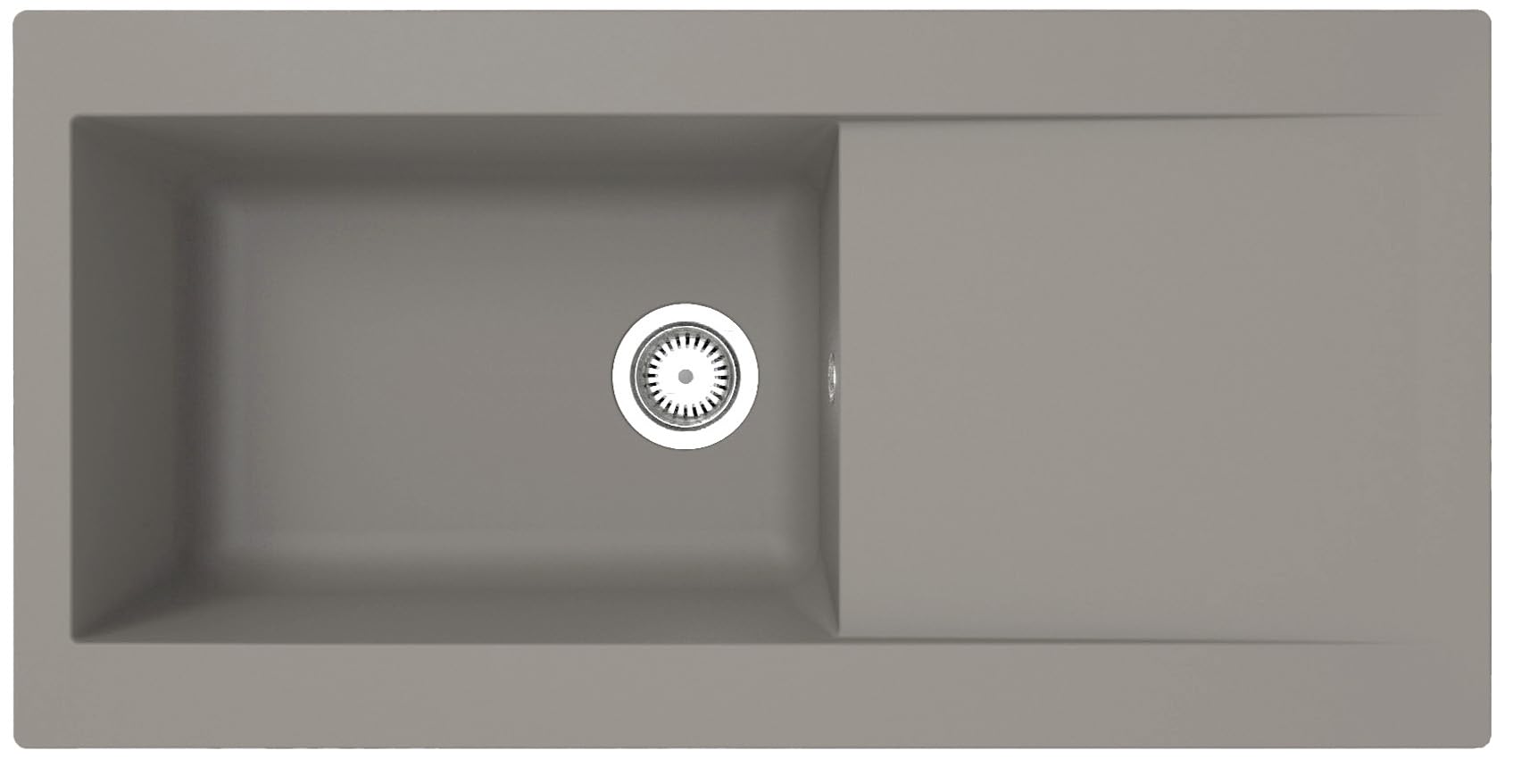 Respekta Denver Mineralitespüle in Betongrau / 1 Becken Einbauspüle in 100 x 50 cm/Spülbecken geeignet für Unterschränke ab 60 cm Breite / DENVER100X501BG