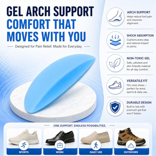 Image of Flamingo Gel Medial Arch Support for Flat Feet | Orthotic Arch Pads for Women and Men | Silicone Adhesive Arch Support Gel Insole for Pain Relieves | Small |