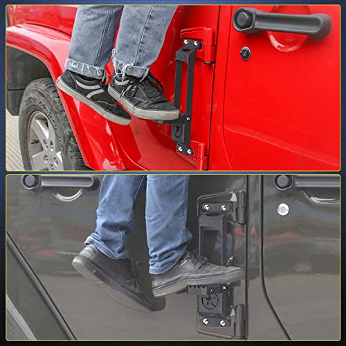 Image of Nilight Door Hinge Steps - Metal Foldable Foot Pegs Exterior Car Accessories for 2007-2017 Jeep Wrangler JK JKU & 2018-2020 Jeep Wrangler JL JKU - Pack of 2