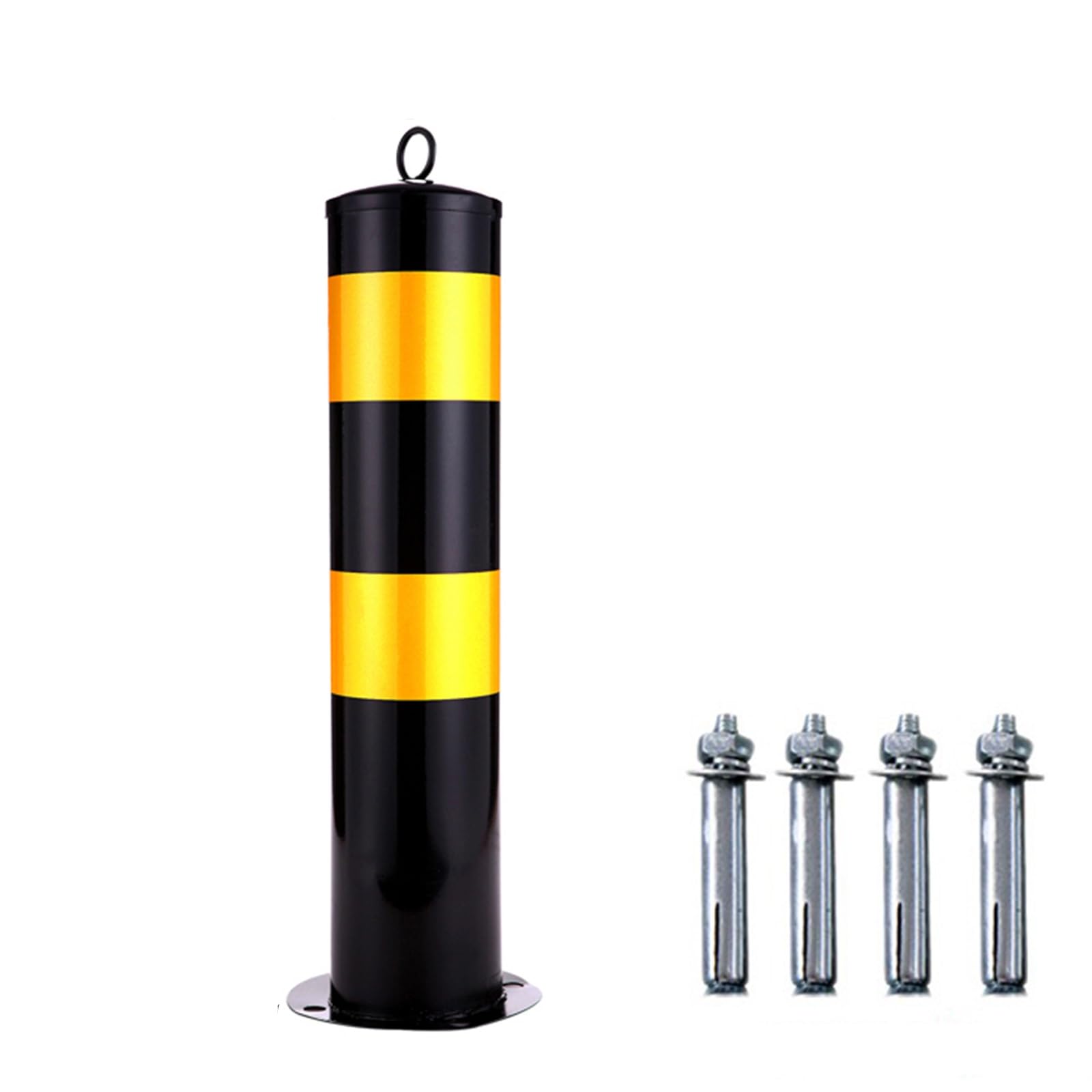 WOTZOV Traffic Safety Cones, Barrier Reflective Tape Parking Post,1/2/4 Pack Iron Safety Bollard With Expansion Screws,Delineator Posts For Crowd Control,1 Pack 55cm