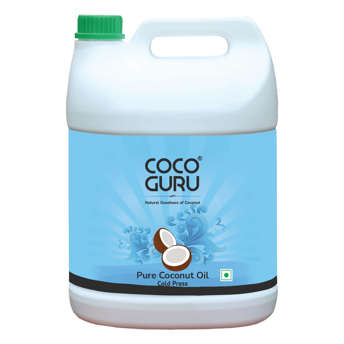 Cocoguru Cold Pressed Coconut Oil - Can 5 kgs | Edible Coconut Oil | For Cooking, Deep Frying, Hair, Skin, Baby Massage & Oil Pulling | Pure & Unrefined, Natural, Double Filtered | Keto Diet