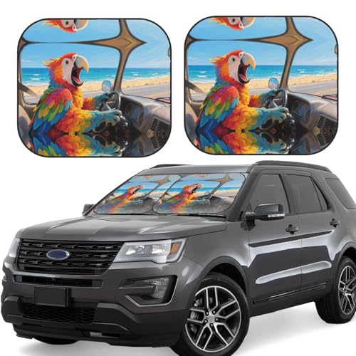 Pare-soleil universels pliables pour voiture et SUV motif perroquet lot de 2