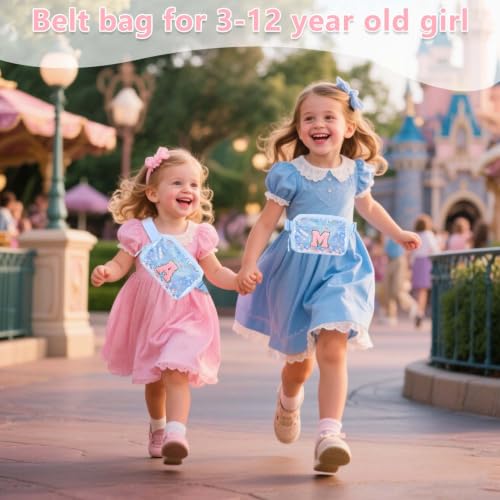 Image of Initial Fanny Pack for Girls - Belt Bag for Teens Kid Teen Girl Kid Birthday Gift Blue Clear L
