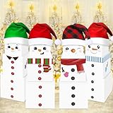MotiMind 16 Pcs Christmas Snowman Stackable Gift Boxes with Hats in 4 Designs Stackable Snowman Gift Box Tower Xmas Nesting Box for Gift Wrapping Party Decor Christmas Stacking Gift Boxes