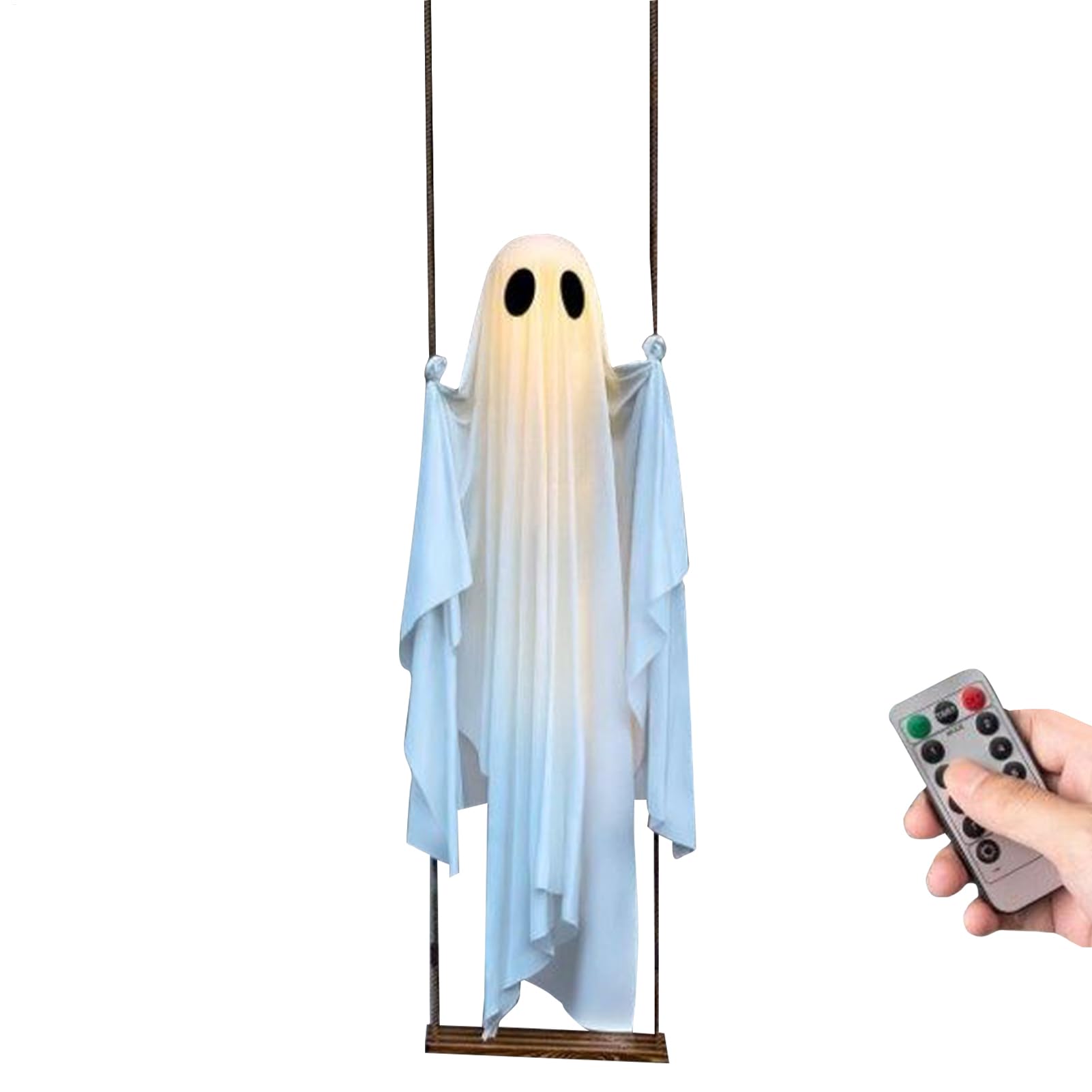 Fantôme d'Halloween suspendu balançoire lumineuse géante décor jardin