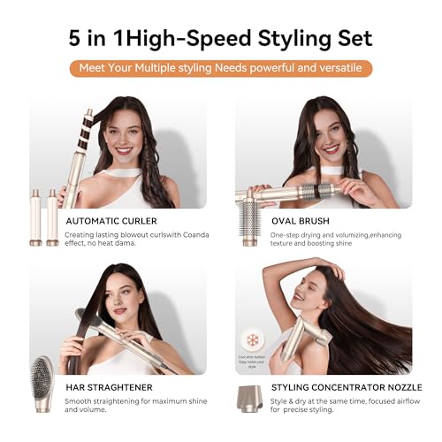 Image of 5 in 1 Blow Dryer Brush, Upgrade Hair Dryer Brush Set Multifunctional