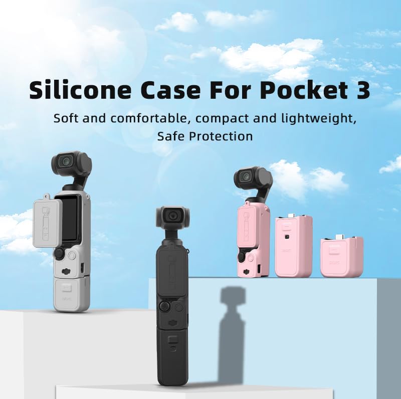 Coque Silicone DJI Osmo Pocket 3 - Protection Complète Avec Oreilles Chat, écran, Objectif, Rose