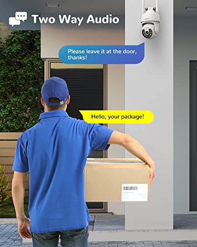 Image of DEATTI Q30S PTZ Outdoor Surveillance Camera, 1080P WLAN IP Camera Outdoor 2.4GHz WiFi with Two-Way Audio, PIR Human Motion Sensor, Message Push, IP66, Support 128G SD Card (Without) (DECM10)