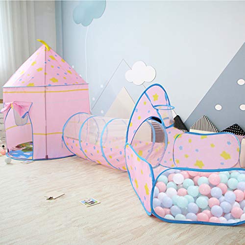 OldPAPA Kids Play Tent, Castle Tent Pop Up Crawl Tunnel and Ball Pool 3 in 1 Indoor Playhouse Portable for Baby Toddlers Children OldPAPA Kids Play Tent, Castle Tent Pop Up Crawl Tunnel and Ball Pool 3 in 1 Indoor Playhouse Portable for Baby Toddlers Children