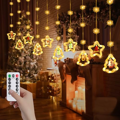 RANJIMA Lichtervorhang Weihnachten Fenster, Led Lichterkette für...