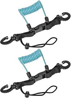 Wzxksoac Cuerda Antipérdida de Alambre de Acero con Resorte de TPU para Cámara de Buceo con Hebillas de Liberación Rápida en Ambos Extremos, Color Azul