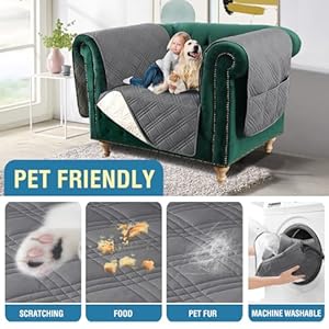 H.VERSAILTEX 100% Waterproof Chair Covers for Living Room Armchair Modern Couch Cover with Extra Long Armrest Cover Furniture Protector Cover for Pets Kids Children Dog Cat(Chair, Grey/Beige) HVERSAILTEX 100 Waterproof Chair Covers for Living Room Armchair Modern Couch Cover with Extra Long Armrest Cover Furniture Protector Cover for Pets Kids Children Dog CatChair GreyBeige