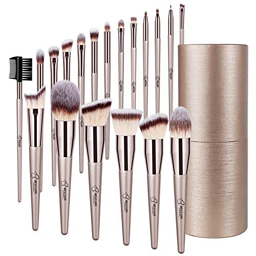 BESTOPE Makeup Brushes 20 PCs Makeup Brush Set Premium Synthetic Contour Concealers Foundation Powder Eye Shadows Makeup Brushes With storage box Champagne Gold Conical Handle