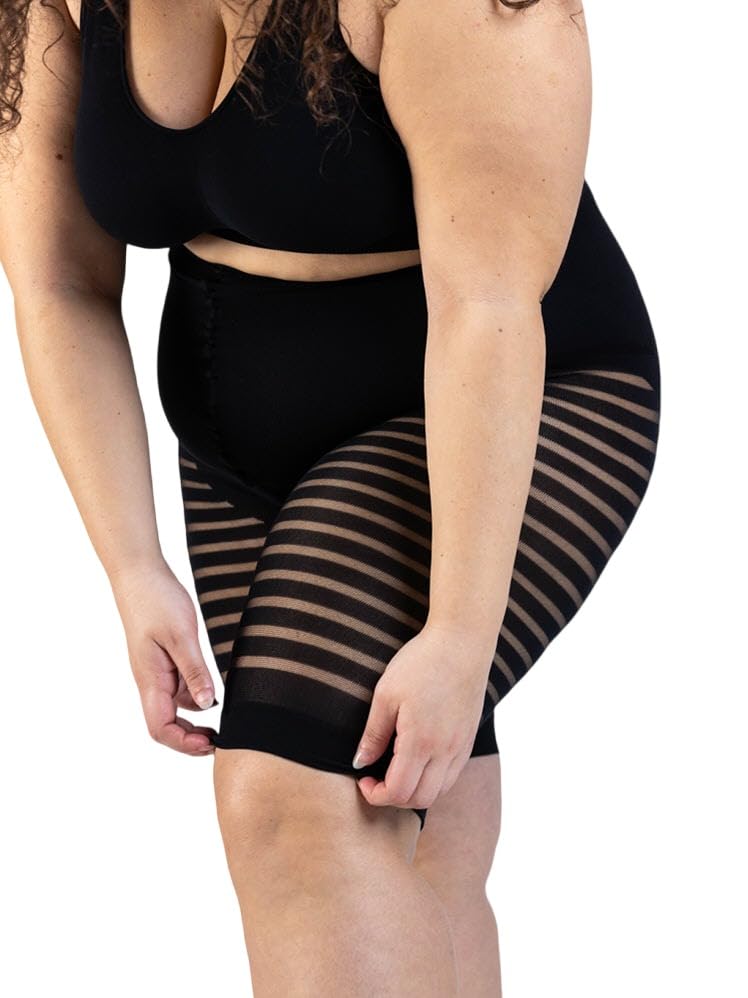 Plumpy Pantaloncini antisfregamento Donna, Pantaloncino Curvy, Taglie Forti Donna, in Tessuto Elastico, Dettagli Trasparenti, Lunghezza Regolabile