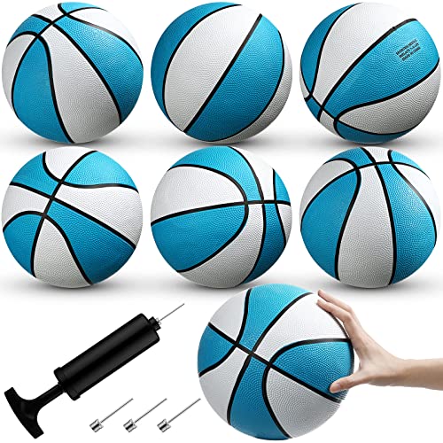 Honoson 6 Pack Water Pool Basketball Swimming Pool Rubber Waterproof Basketball for Summer Lake Party Favors (Light Blue with Black Trim,9 Inch)