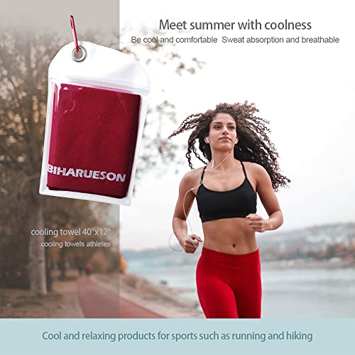 Biharueson Cooling Towels Microfiber Towels For Sports Quick Dry Super Absorbent Gym Towels Yoga Towels Travel Towels Cooling Sports Towel,For Camping Fitness Golf Cycling Hiking Bath 40X12In Crimson #TOP2