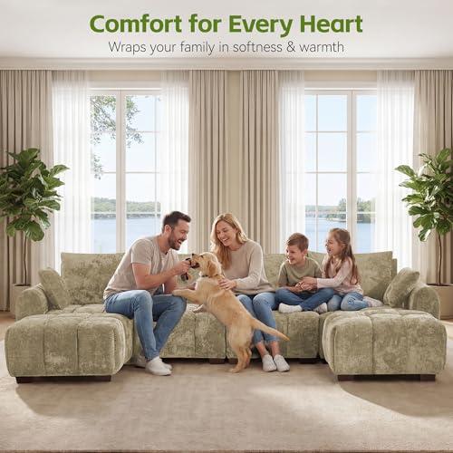 Image of 82 inch Loveseat Cloud Couch, Brown Chenille Modern Upholstered 2-Seater Sofa with Tufted Deep Seat & Wood Legs, Comfy Small Love Seat Couch for Living Room Apartment