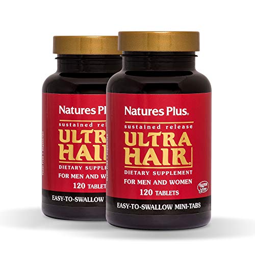 NaturesPlus Ultra Hair, Sustained Release (2 Pack) - 120 Easy to Swallow Mini Tablets - Natural Hair Growth for Men & Women - Longer, Thicker Hair - Vegetarian, Gluten-Free - 60 Total Servings