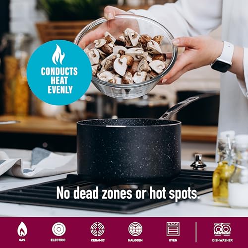 Granitestone 26 Pc Pots and Pan Set with Sharp Nutribade Knife Set + Stretch & Fresh Storage Containers, Non Stick Cookware Set, Pots and Pans Set, Pot Set, Dishwasher Safe, 100% PFOA Free…… - Image 7