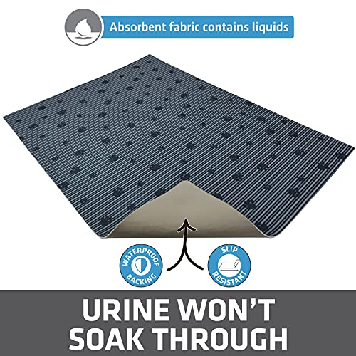 Image of Drymate Litter Mat 20 inch x 28 inch Grey /Black Paw Striped Cat Litter Mat