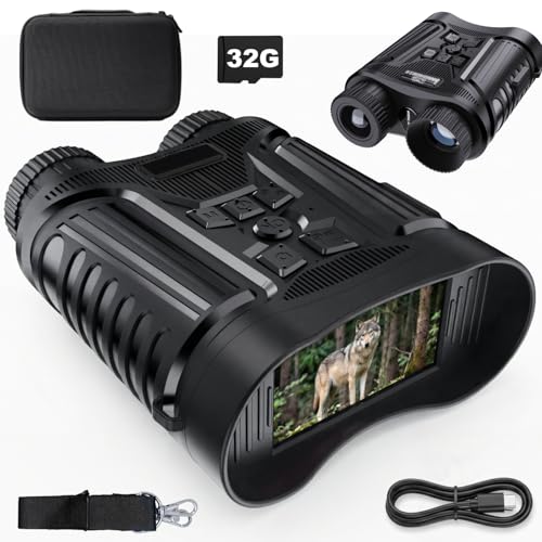 4K Night Vision Goggles & Binoculars for Adults, HD with 3' Screen, 8X Digital Zoom, 2000FT Infrared...