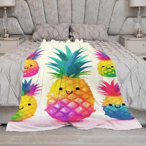 Couverture chaude flanelle légère ananas arc-en-ciel 4 saisons
