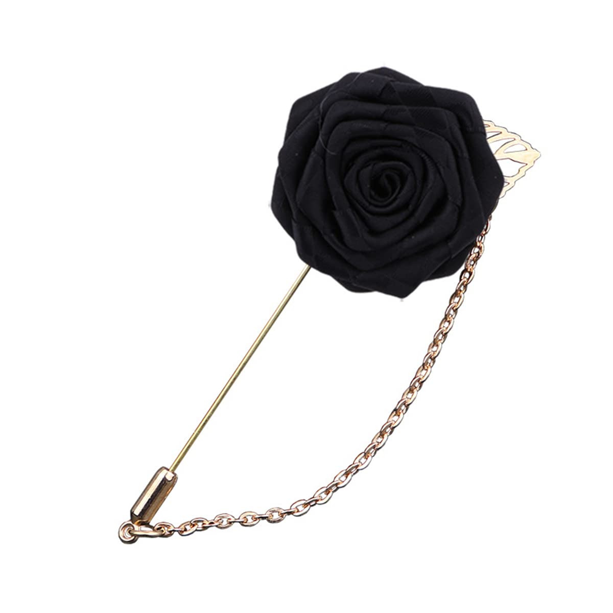 UareinSuit Accessories Rose Brooch for Men.Mens Lapel Pins for Suits Handmade Cloth Flower Pin Charm Suit Chain Jewelry Gifts for Women Men