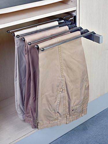Cabinet Organizers Pants Rack Pant Hanger, Slide Out Side Mount, Brushed Chrome