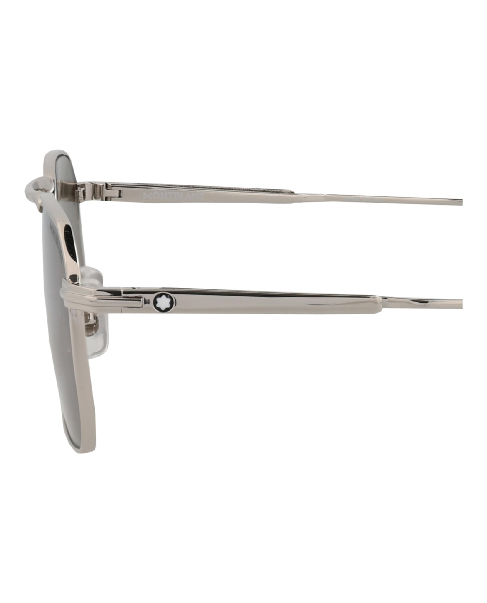 MONTBLANC Męskie okulary przeciwsłoneczne MB0218S-003 53, metalowe, srebrne, brązowe, Silver-Silver-Brown, 53