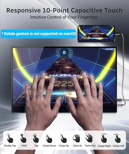 Image of Ingnok Touchscreen Monitor for Laptop,Dual USB C,15.6Inch FHD 1080P | 10 Point Touch,USB C mini HDMI for Laptop,Mac,mini PC,Built in Speakers,with Adjustable Stand,VESA,Lightweight,Eyecare