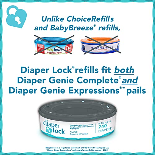 Diaper Lock Refills, Compatible With Diaper Genie | 240 Count (4-Pack) | Compatible With All Diaper Genie Pails #TOP3