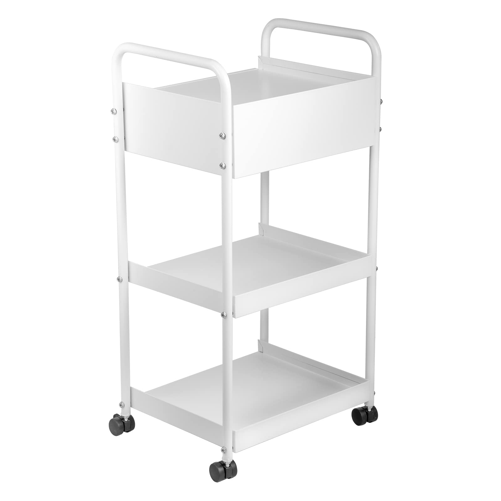 VEVOR Lab Cart, 3 Tiers Lab Trolley, Steel Lab Utility Cart, 360Â