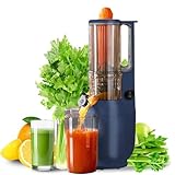 Slow Juicer mit 82 mm Breitem Einfüllschacht,Gemüse Saftpresse Elektrisch,Limettenpresse,Obst Entsafter 550ML Füllvolumen,250 W Kaltpress-Entsafter mit 2 Saftglas Leicht zu Reinigen
