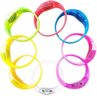 Voice Activated Sound Control LED Flashing Bracelet Wristband Bangle for Christmas Party Favors, 8Pcs