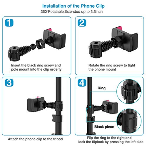 12” Selfie Ring Light with 63” Adjustable Tripod Stand and Phone Holder, LED Dimmable Ringlight with Remote, for Live… - Image 5