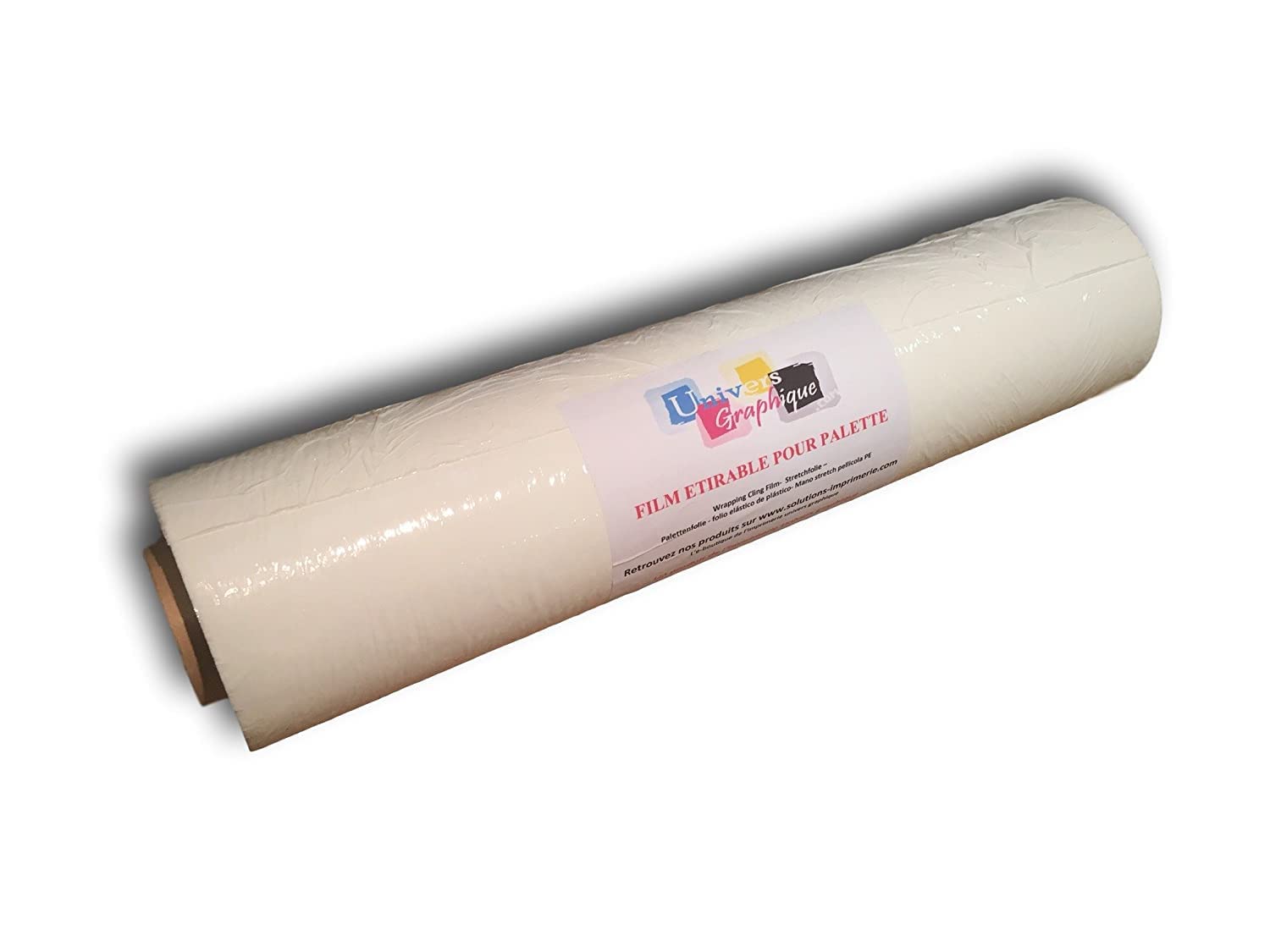 lot de 3 - Film étirable pour palette BLANC 450 mm x 270 mètres pour palette - film préétiré emballage manuel blanc