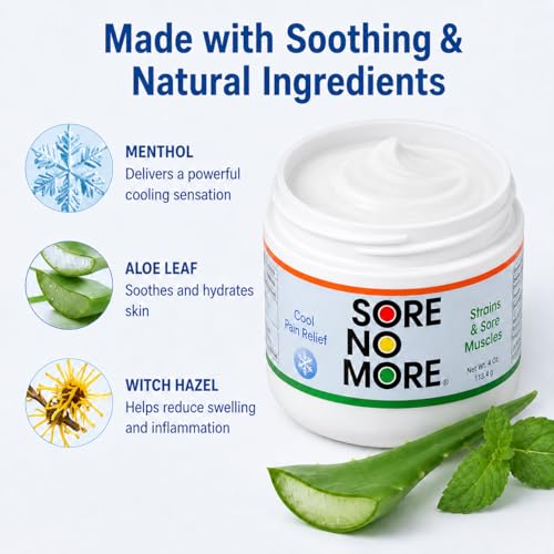 Image of Sore No More Cool Relieving Gel for Aches & Pains in Muscles & Joints associated with Strains, Bruises & Sprains | Absorbs Quickly with a Refreshing Lemon Aroma | 4 oz Jar