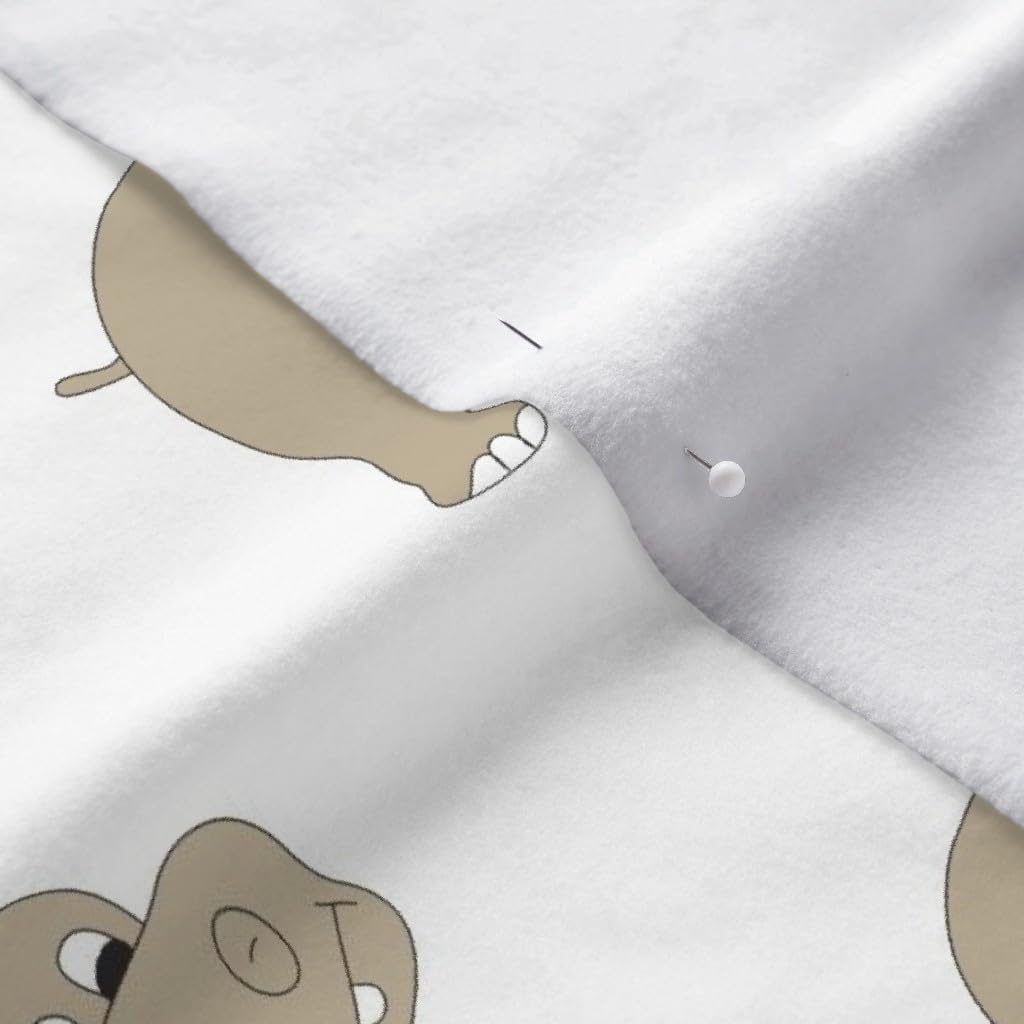 Spoonflower Fabric - White Hippo Hippopotamus Jungle Zoo Safari Printed on Polartec(R) Fleece Fabric by The Yard - Sewing Blankets Loungewear and No-Sew Projects
