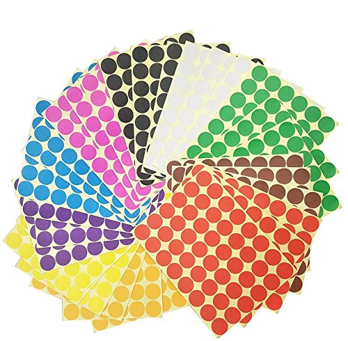 1440 pcs 1 inch Round Color Coding Circle Dot Sticker Labels - 10 Assorted Colors